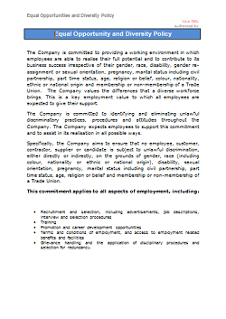 Equal Opportunities and Diversity Policy Thumbnail