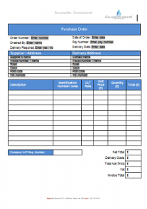 Suppliers and Stores Forms - Purchase Order Form TN