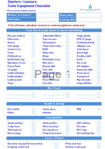 Everyday Gas Manager Forms - Starters Leavers Checklist TN